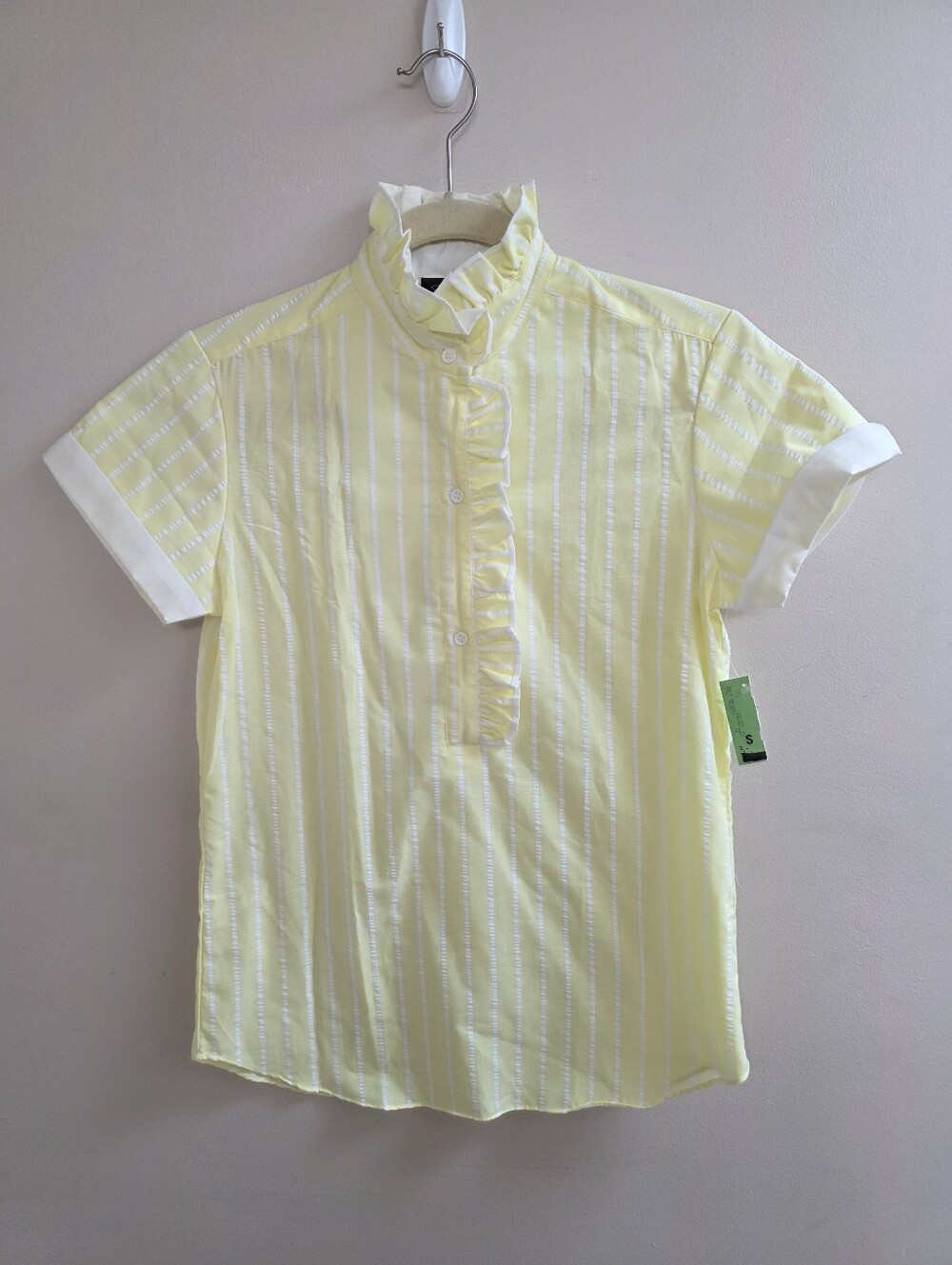 Vintage James Cox Yellow Striped Button Up Blouse 90's Small